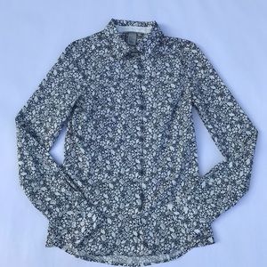 H&M Black and White Floral Button Up